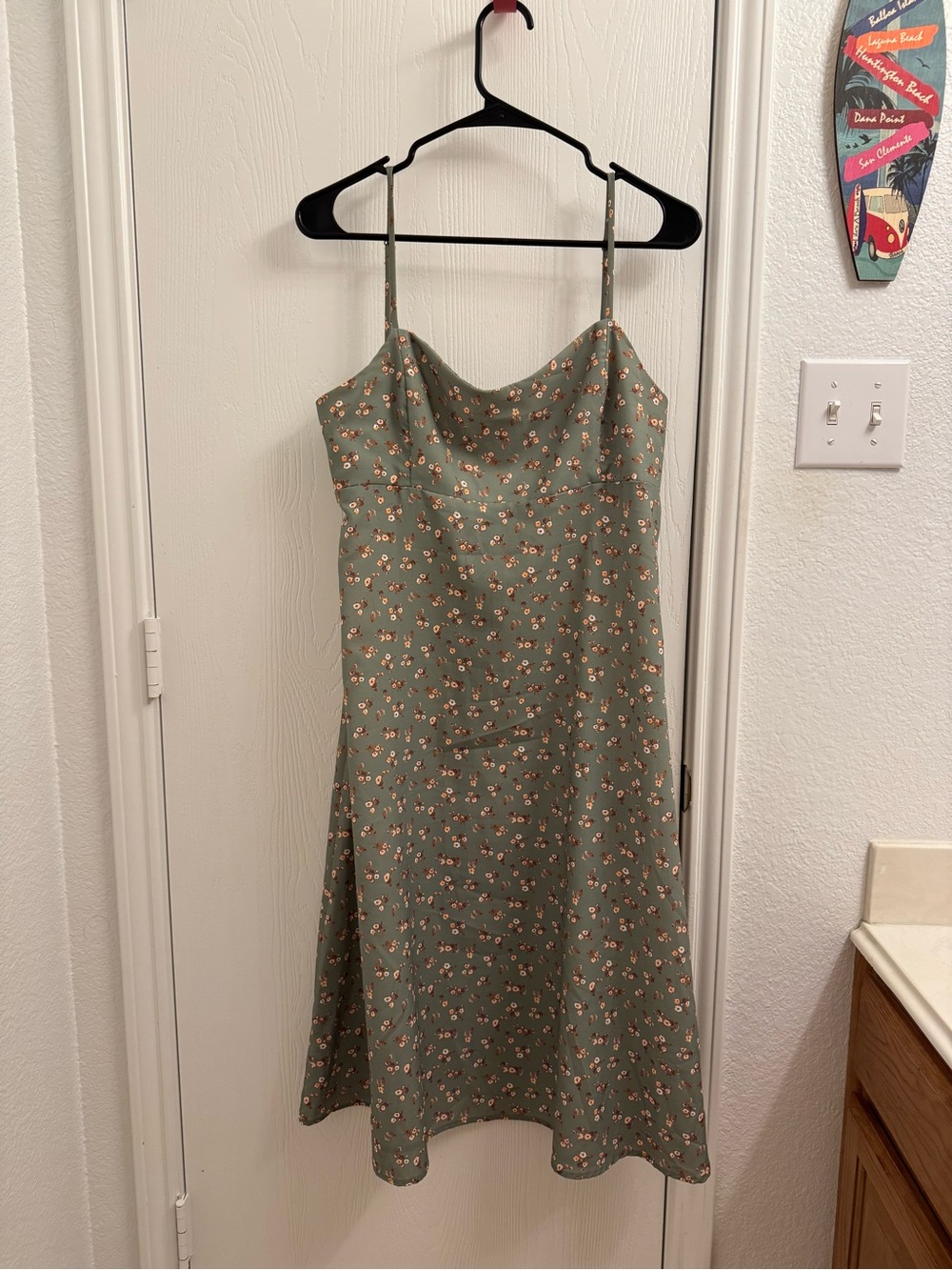 Altar'd State Sage Green Floral Sleeveless Midi Dress